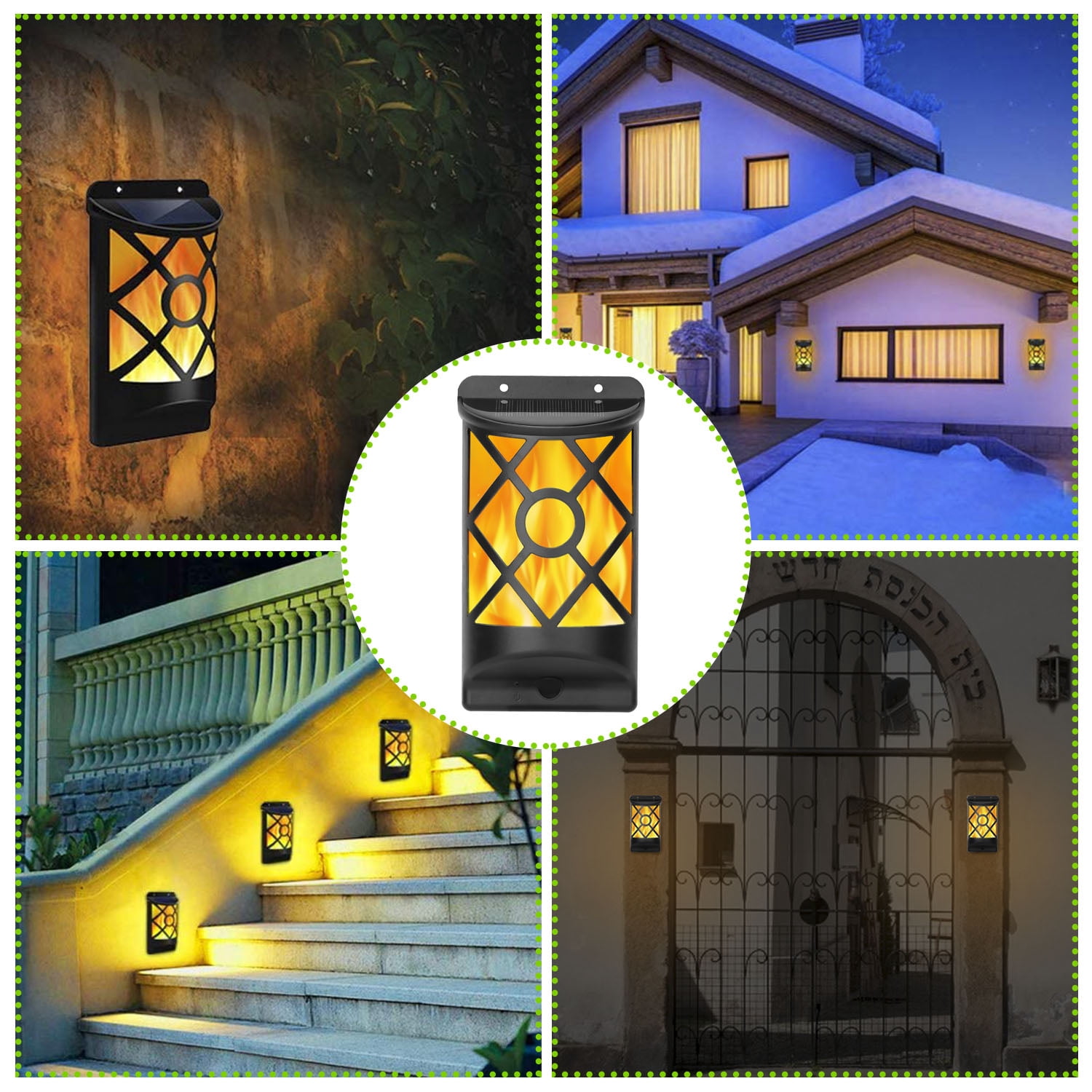 Flickering Solar Wall Lights 96 LEDs Outdoor