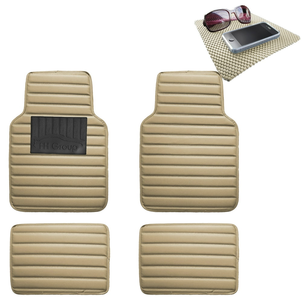 FH Group Auto Floor Mats Leather Universal Fitment For Car SUV Beige w