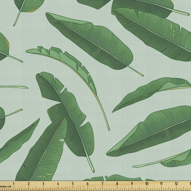 Banana Leaf Fabric by the Yard, Hand Drawn Cartoon Style Leafage of an  Exotic Fruit Tree Tropical Paradise, Upholstery Fabric for Dining Chairs  Home Decor Accents, 2 Yards, Forest Green by Ambesonne -