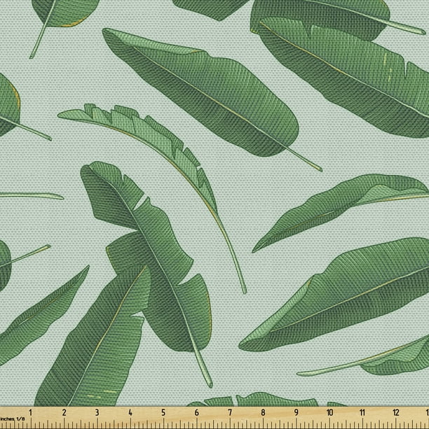 Banana Leaf Fabric by the Yard, Hand Drawn Cartoon Style Leafage of an Exotic Fruit Tree Tropical Paradise, Upholstery Fabric for Dining Chairs Home Decor Accents, 2 Yards, Forest Green by Ambesonne - Banana Leaf Fabric by the Yard, Hand Drawn Cartoon Style Leafage of an Exotic Fruit Tree Tropical Paradise, Upholstery Fabric for Dining Chairs Home Decor Accents, 2 Yards, Forest Green by Ambesonne -