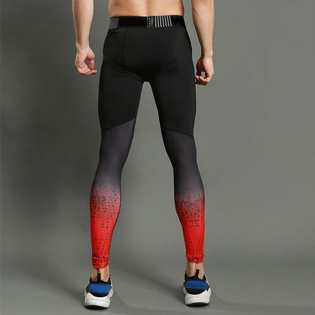 OULII Pantalons de Compression Légers Rouges pour Hommes, Leggings Respirants à Séchage Rapide pour le Basketball et le Cyclisme