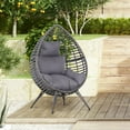 thumbnail image 2 of Outsunny Chaise en Rotin avec Coussin Doux Chaise Œuf Intérieure/extérieure, Gris, 2 of 10