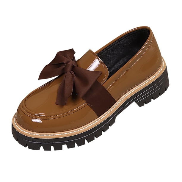 Mujeres Negro Muñecas Estilo Casual Grueso Vendido Muñecas de Cuero Patente, Mujeres Más Tamaño Primavera Verano Cómodas Zapatillas de Arco Zapatos