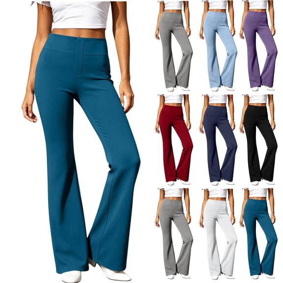 Ninixx Womens High Waisted Flare Yoga Pants with Pockets Bootcut Workout Leggings Stretch Casual Trousers