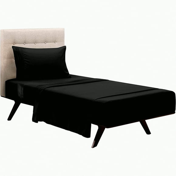 DormDreams Ensemble de Draps Simple TG 3 Pcs - Extra Doux, Poches Profondes, Noir - Essentiels pour Dortoir Universitaire - Expérience de Sommeil Confortable