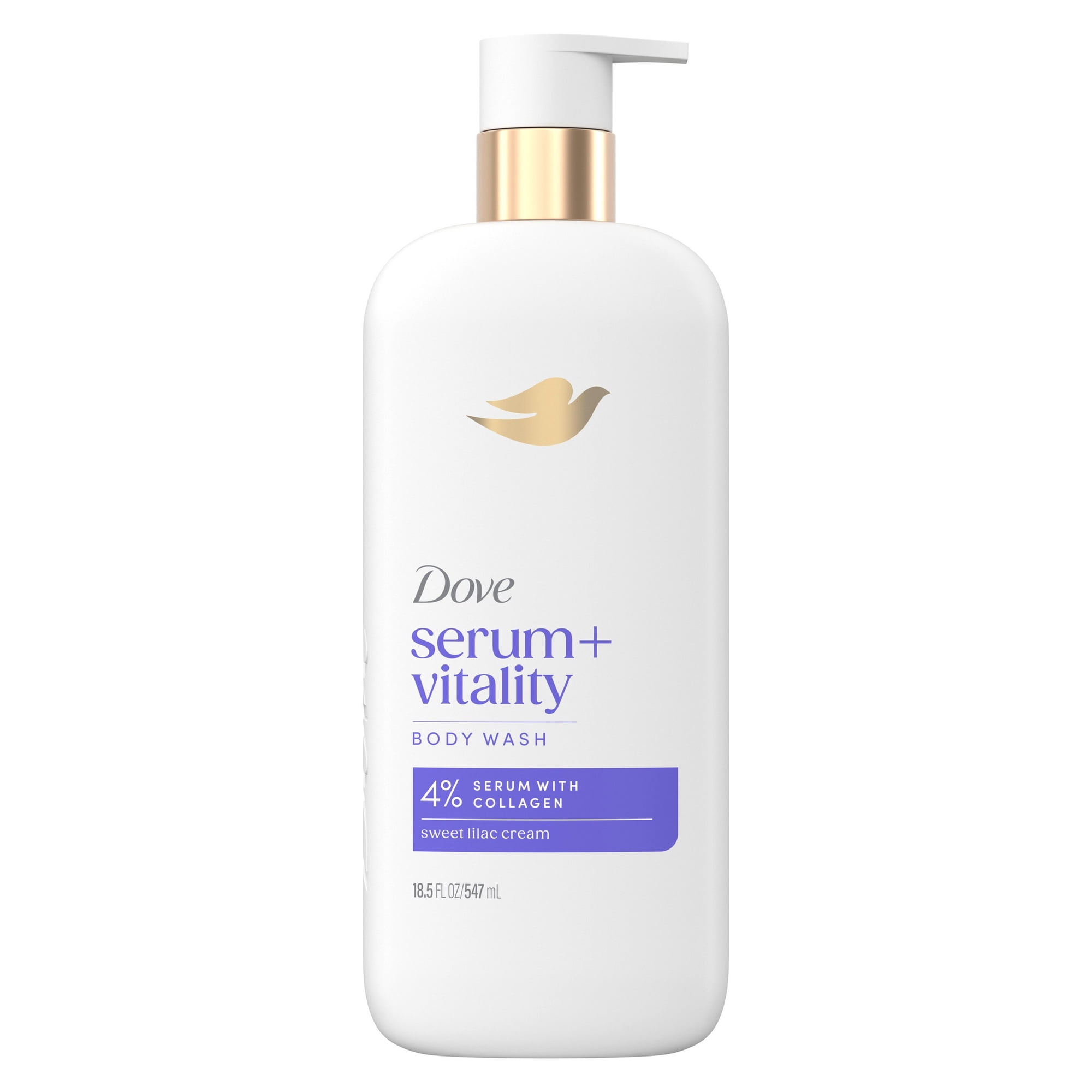 Dove Body Wash Promotes Firmer, Supple Skin Vitality Renewal 4% Restoring Serum With Collagen, 18.5 fl oz