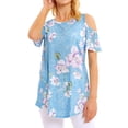 thumbnail image 3 of Hibeli Women Floral Paisley Print Summer T Shirts Cold Shoulder Tunic Top Blouse, 3 of 7