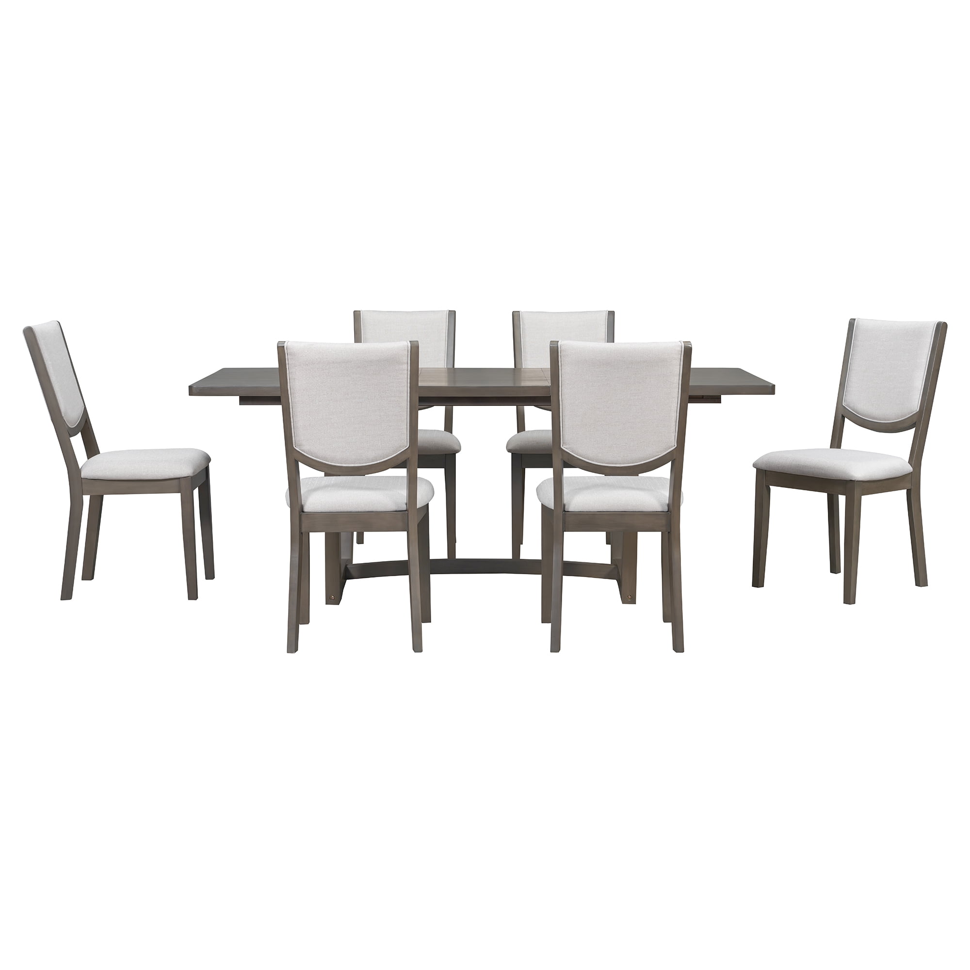 Euroco 7-Piece Extendable Dining Table Set for 6,Farmhouse Rectangular Kitchen Table with 6 Upholstered Chairs for Dining Room,Espresso