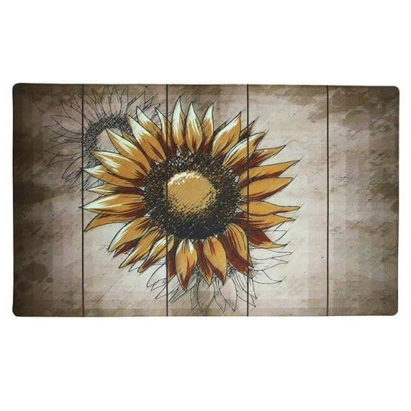 Welcome Door Mat for Entry Home Patio Garden - Decorative Fall Doormat Rubber Floor Mat Durable Autumn Entrance Rug Indoor Outdoor 29" x 17" (Rustic Sunflower)