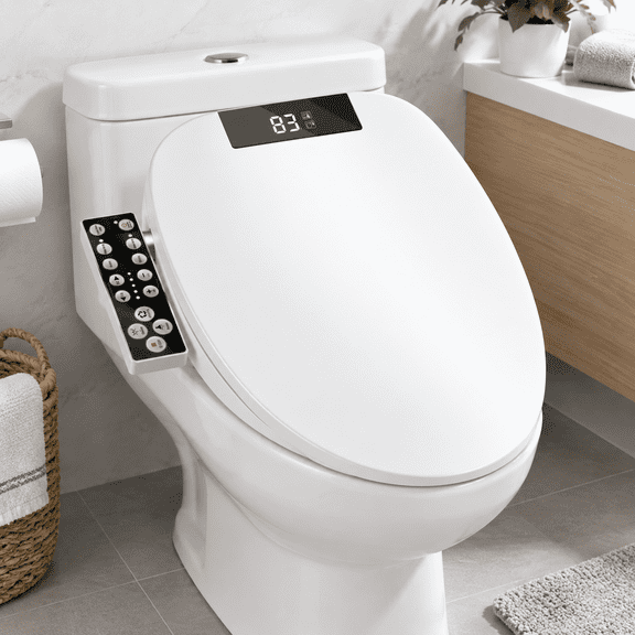 Unbranded Elongated Electric Heated Bidet Toilet Seat with Warm Air Dryer