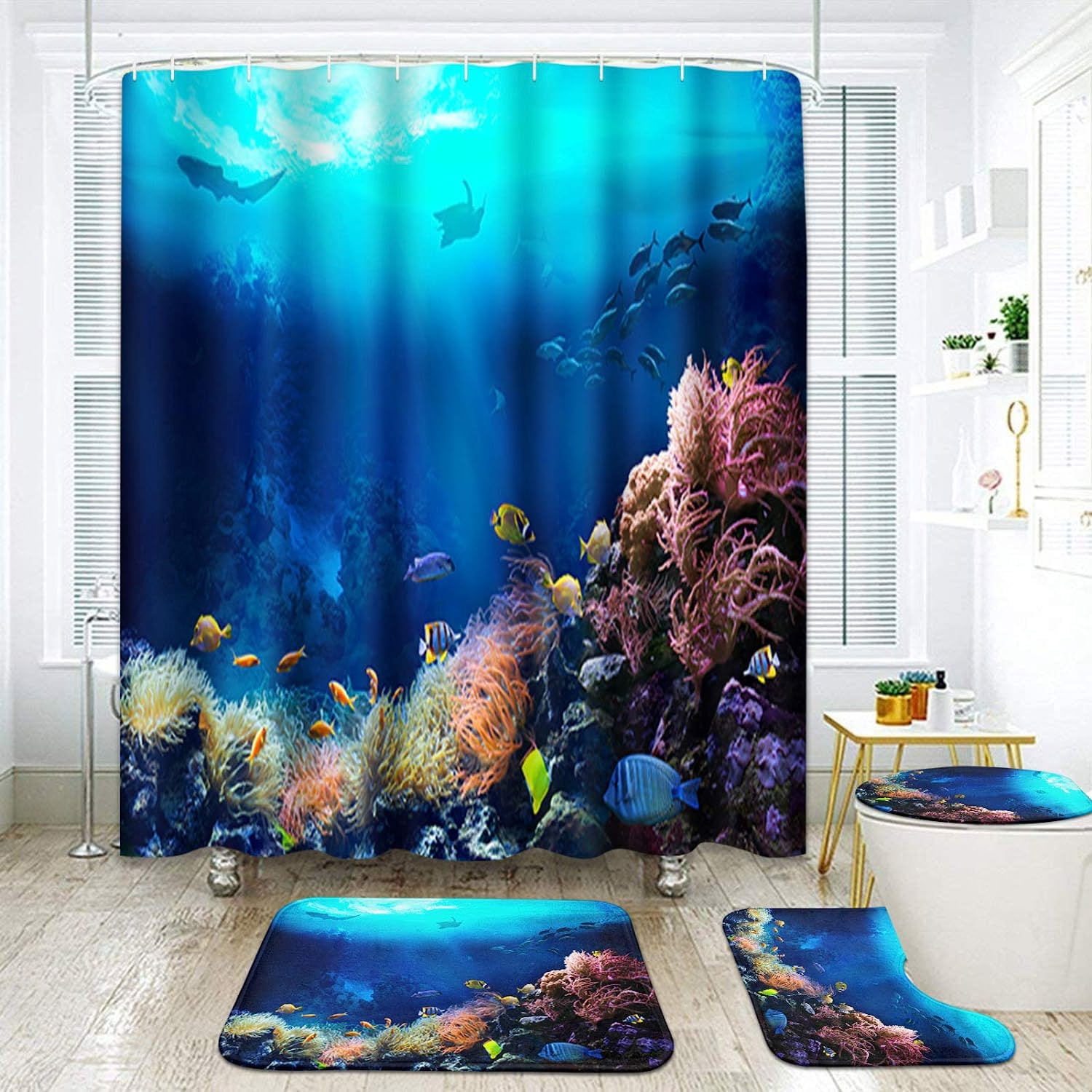 Aquatic Rug FMSHPON Underwater Coral Reef Ecosystem Life Tropical Waters Ocean Fish ...