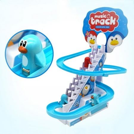 

Children Ducks Climb Stairs Toy with LED Flashing Lights | Music On/Off Button for Toddlers & Kids