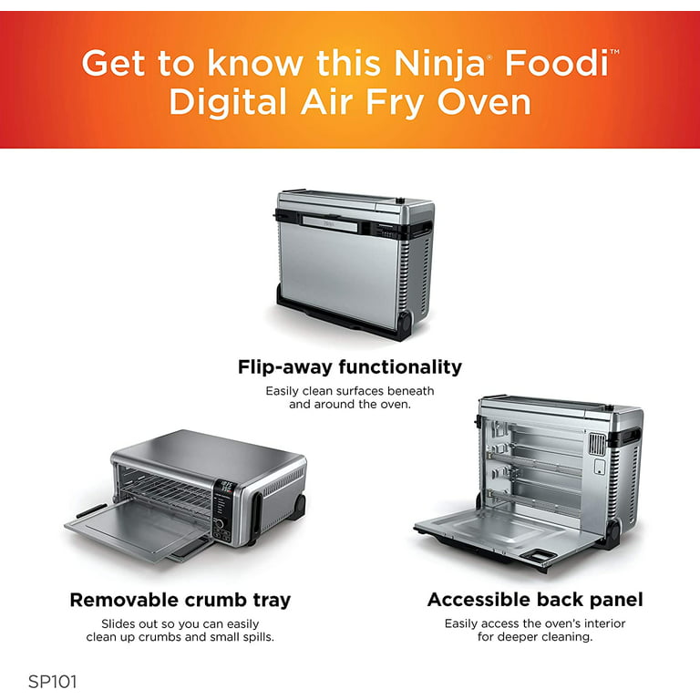 Ninja Sp101 Foodi 8-in-1 Digital Air Fry, Large Toaster Oven, Flip-Away for Storage, Dehydrate, Keep Warm, 1800 Watts, XL Capacity, Stainless Steel