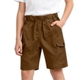 thumbnail image 2 of Lumosvexa Boys Cargo Shorts Cotton Breathable with Pockets Elastic Waist Kids Summer Daily Casual Shorts Brown Size 6, 2 of 10