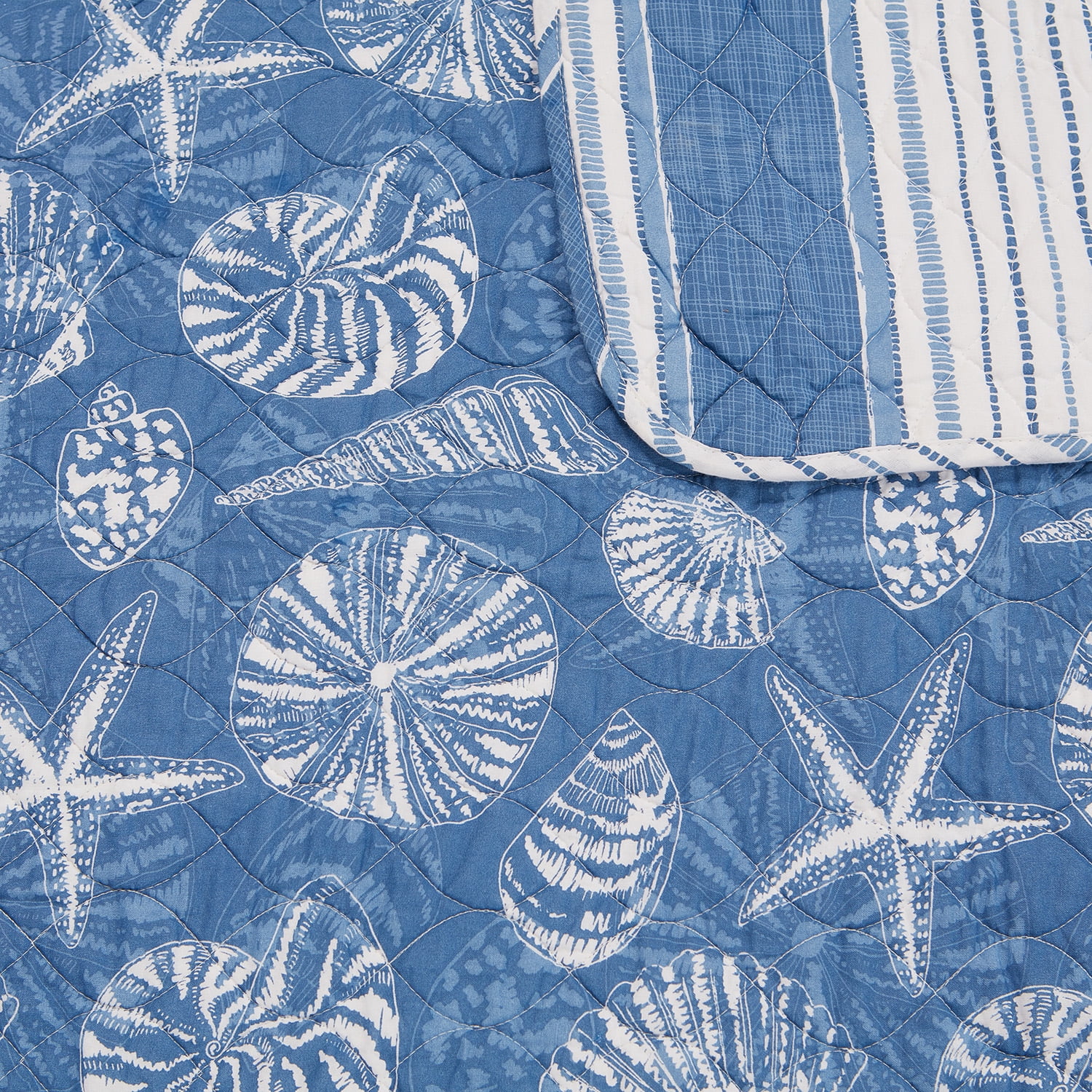 HOME RETREAT Mare Blue Soft Cotton 2 Piece Quilt Set - Twin