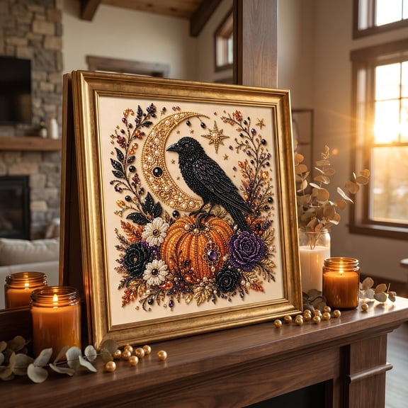 Halloween Ghost Pearl Art DIY Kit, Beginner Friendly 3D Pearl Diamond Art Supplies for Adults, Spooky Cute DIY Fall Wall Decor, Holiday Party Favor Gift D
