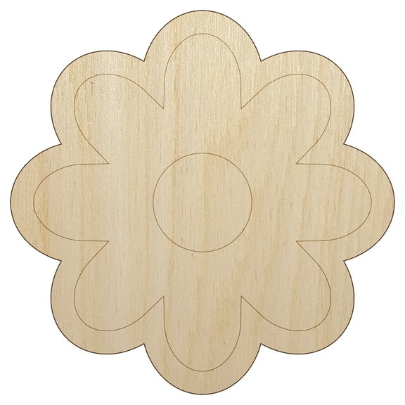 Flower Outline Wood Shape Unfinished Piece Cutout Craft DIY Projects - 4.70 Inch Size - 1/8 Inch Thick