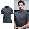 thumbnail image 6 of Chef Jacket, Short Sleeve Classic Soft Cotton Breathable Chef Coat for Caterers Counter Servers , Gray XL, 6 of 8
