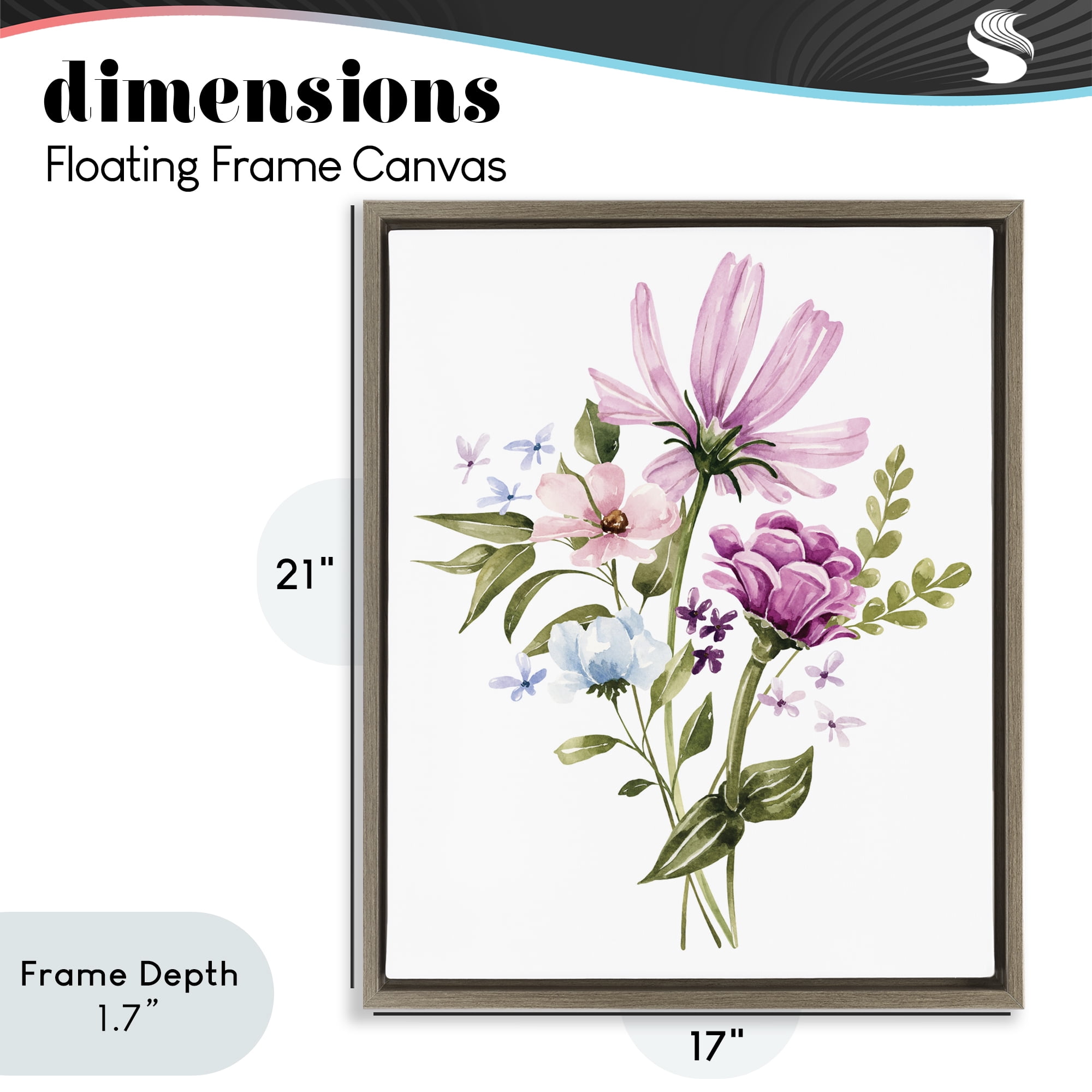 Stupell Industries Wildflower Fields Floral Bundle Brown Framed Floater Canvas Wall Art, design by Bethany Sandoval