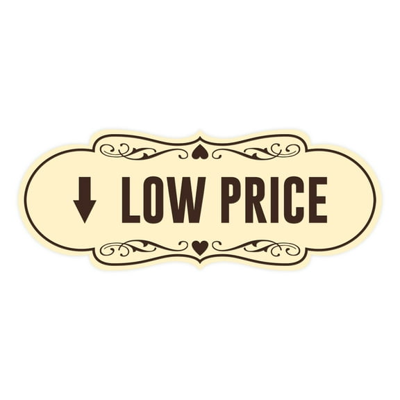 Designer Low Price Sign (Ivory/Dark Brown) - Large