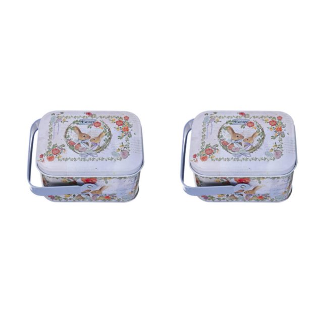 Kearding Caja de Pascua con tapas, tarros, joyas, galletas, cajas de dulces de Metal, contenedor de almacenamiento para niños, decoración de tipo 2 2piezas