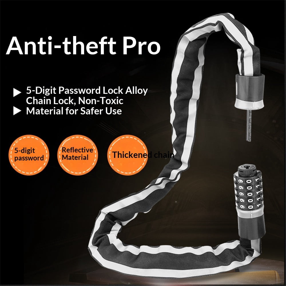 Heavy-Duty Bike Lock – Anti-Theft 5-Digit Combination Bicycle Lock | Weather-Resistant, Cut-Resistant Security Lock for Mountain, Road & Hybrid Bikes by reflective lock（0.9m）