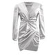 thumbnail image 4 of Vestido midi formal plisado para mujer - Vestido de cóctel con escote en V profundo y cremallera, 4 of 6