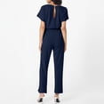 thumbnail image 4 of Huankd Womens Summer Casual Short Sleeve Pants Suit Beach Vacation Romper Belted Dressy Wedding Guest Jumpsuit Jumper Navy S, 4 of 5