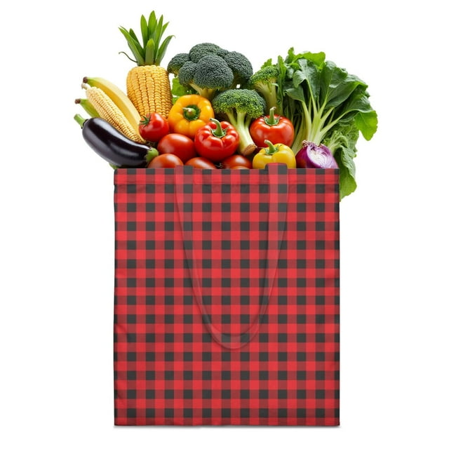 Moroccan Plaid Canvas Tote Bag Checkered Pattern Vintage Style Geometric Design Rustic Aesthetic Cute Reusable Foldable Shopping Tote