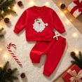 thumbnail image 2 of Quealent Christmas Baby Boy Girl Outfit Long Sleeve Pullover Sweatshirt Pants 2Pcs Set Toddler Baby Xmas Fall Winter Clothes (Watermelon Red, 6-12 Months), 2 of 8