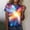 Multicolor, variant on Womens Galaxy Print T-Shirt Short Sleeve Graphic Tee All Over Space Pattern Stretchy Casual Top,Size 3XL