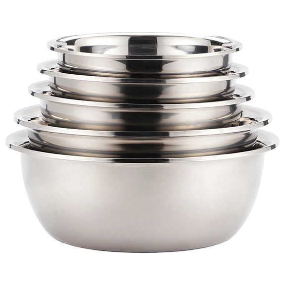 5-Piece Stainless Steel Mixing Bowls Set, Nesting Large Metal Bowls for Baking, Cooking & Prep with Non-Slip Bottom (18-26cm)