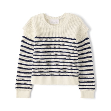 The Children's Place Toddler Girls Long Sleeve Striped Flutter Sweater, Sizes 12M-5T