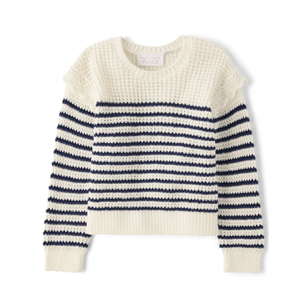 The Children's Place Toddler Girls Long Sleeve Striped Flutter Sweater, Sizes 12M-5T