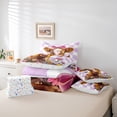 thumbnail image 6 of jejeloiu Rustic Highland Cow 7-Piece Bedding Comforter Set For Kids,Purple Check Colorful Flower Butterfly Print King Bedding Sets For Girls,Reversible, 6 of 7