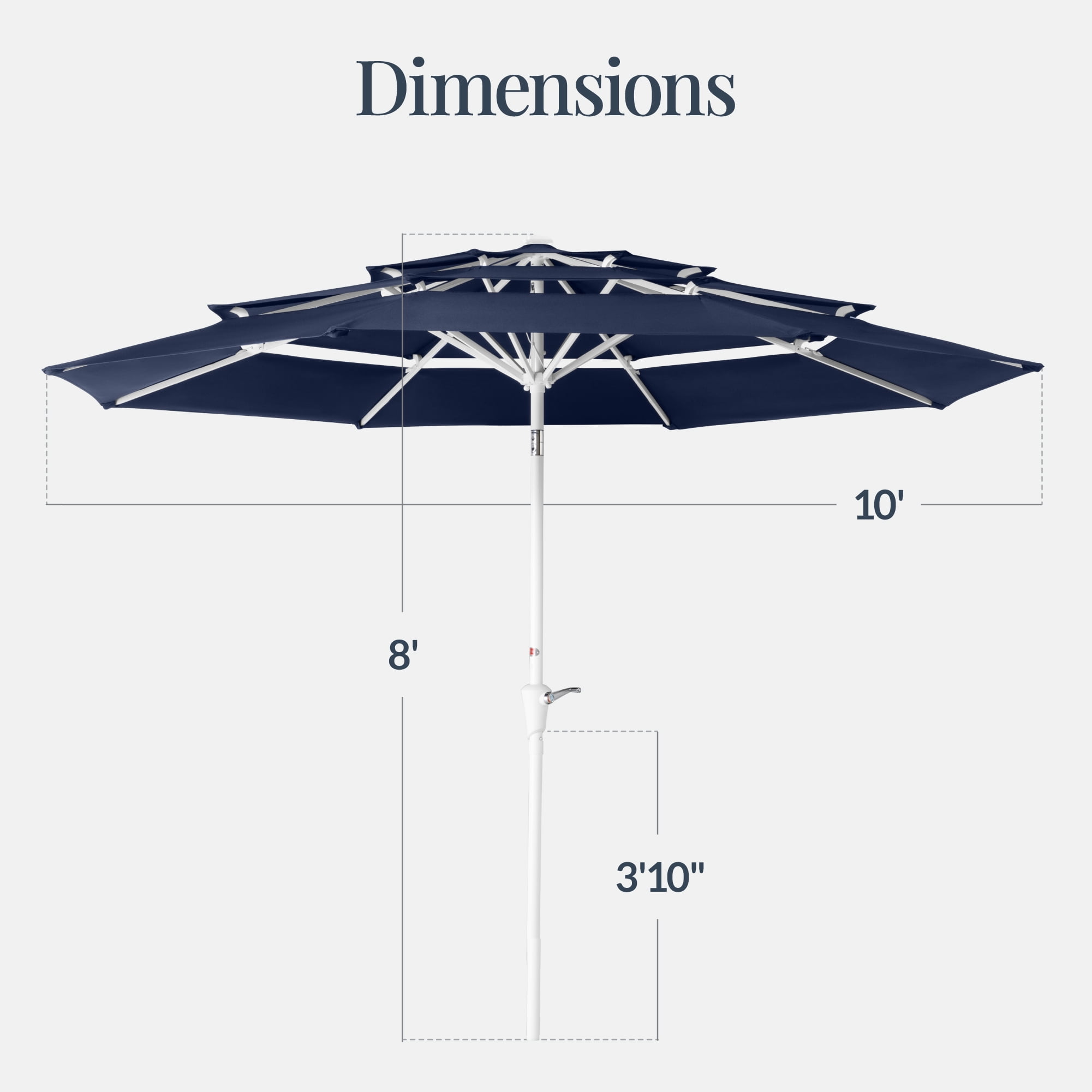 Best Choice Products 10ft 3-Tier Patio Umbrella White Pole, Outdoor Market Umbrella Steel Pole - Navy