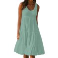 thumbnail image 2 of FcBaudy Robes d'Été pour Femmes, Robes pour Femmes, Jupe pour Femmes Robe d'Été pour Femmes à Col Rond Imprimée Sans Manches Robe de Plage pour Femmes Jupe en Coton, 2 of 8