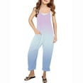 thumbnail image 1 of RXIRUCGD Girls Casual Jumpsuits Gradient Print Sleeveless Summer Rompers Long Pants With Pockets For 5-14 Years( Purple, Size:11 Years ), 1 of 6