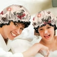 thumbnail image 6 of Shower Caps,Pug and Donut Waterproof Shower Cap for Women 4 Pieces,Double Reusable Hair Cover for Shower PEVA Elastic Stretch Hem, 6 of 7