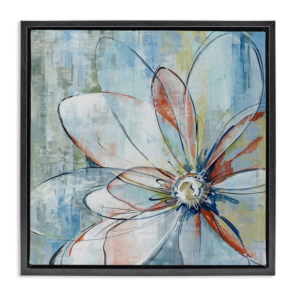 Stupell Industries Contemporary Modern Collaged Flower Black Floating Frame Canvas Art, 25 x 25, by Max Maxx
