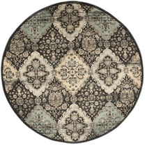 SAFAVIEH Vintage Merrick Oriental Area Rug, Black/Light Blue, 6'7" x 6'7" Round