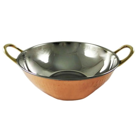 

Copper Karahi Serving Bowl Indian Cuisine Tableware Copper Steel Kitchenware 1Pc