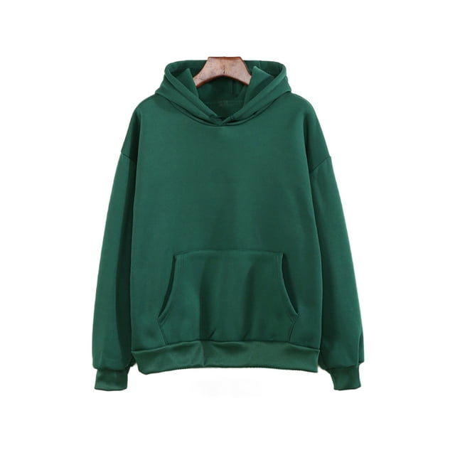 MAWCLOS Sweat à Capuche en Polaire pour Femmes, Couleur Unie, Manches Longues, Coupe Ample, Col Rond, Vert Foncé S