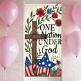 thumbnail image 6 of Floral Design Religious Banner Wooden Cross Patriotic Stars Decorative Elements for Christian Celebration Independence Day Church Decoration, 6 of 8