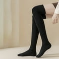 thumbnail image 5 of Eosunjian 1 Pair Winter Stockings Over Knee Length Elastic Anti-slip Thick Warm Solid Color Soft Breathable Anti-shrink Thermal Lady Long Socks Dark Gray, 5 of 13