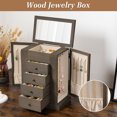 thumbnail image 6 of Jewelry Box for Women, 5 Layer Large Wood Boxes & Organizers for Necklaces Earrings Rings Bracelets, Rustic Organizer with Drawers and Mirror, 6 of 9