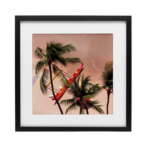Stupell Industries Waikiki Beach Surf Coast Black Framed Print Under Glass design by Danita Delimont, 13 x 13