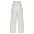 thumbnail image 6 of Lenpel Women's Cotton Linen Pants Elastic High Waisted Wide Leg Lounge Pants Palazzo Beach Trousers with Pockets, 6 of 7