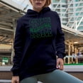 thumbnail image 2 of Reduce, Caring for the Environment Themed, Groovy Retro Wavy Text Merch Gift, Navy Blue Hooded Sweatshirt or Hoodie, 2XL, 2 of 5
