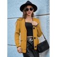 thumbnail image 6 of Women'S Color Block Long Sleeves Sweater Fall Button Down Casual Coatigan Soft Knit Coat with Pocket Yellow S, 6 of 8